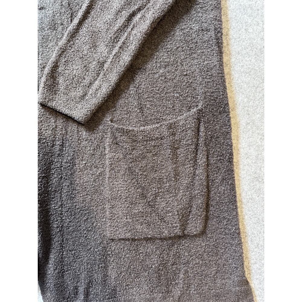 Barefoot Dreams CozyChic Lite Hooded Open Front Cardigan Brown Medium - Picture 3 of 10